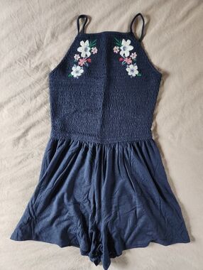 Hollister Smocked Floral Embroidered Romper - Size XS